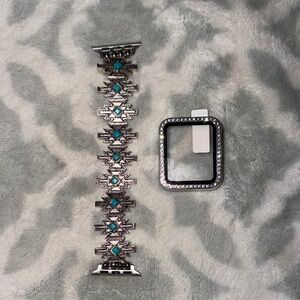 Silver and Turquoise Smartwatch Band